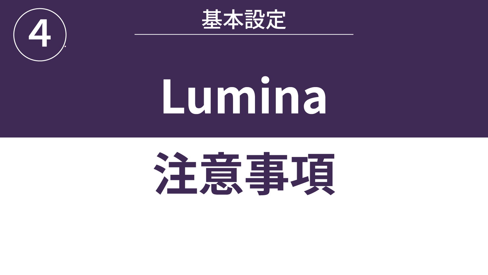 Lumina注意事項